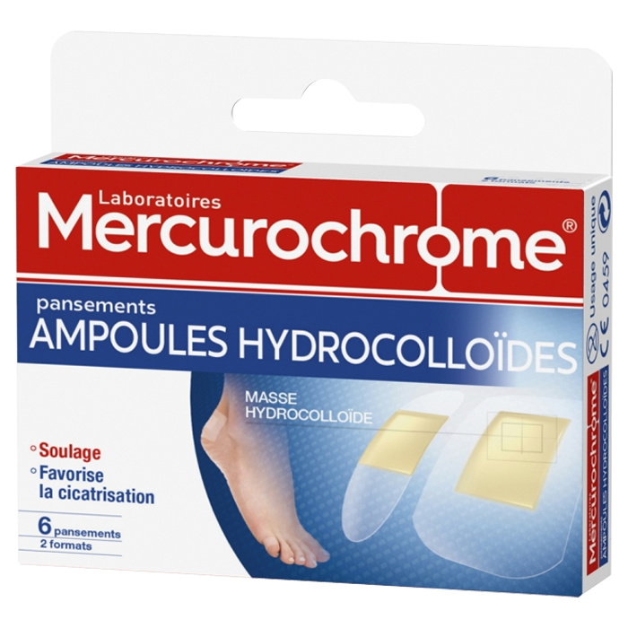 MERCUROCHROME PANSEMENTS AMPOULES HYDROCOLLOIDES 2 FORMATS 6 PANSEMENTS