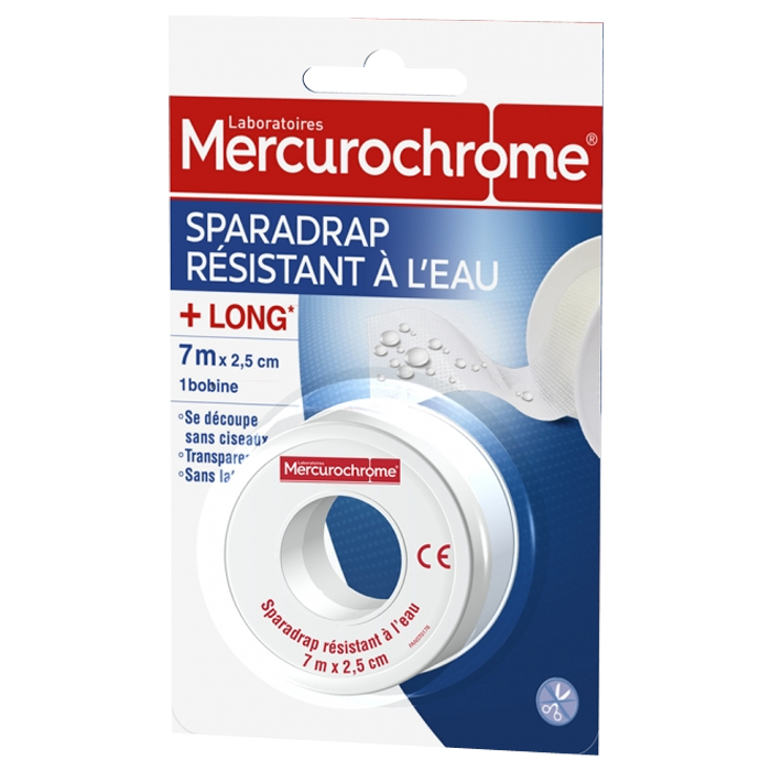 MERCUROCHROME SPARADRAP RESISTANT A L EAU 2 5CMX7M