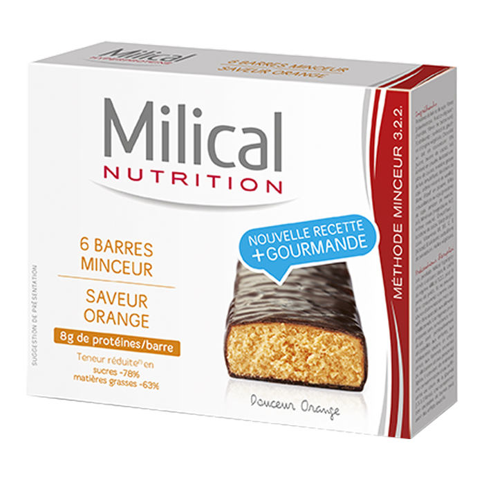 MILICAL BARRE MINCEUR CHOCOLAT ORANGE 6 BARRES