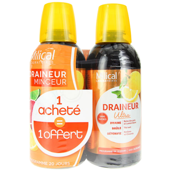 MILICAL DRAINEUR MINCEUR ULTRA GOUT AGRUMES 2X500ML