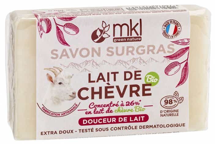 MKL LAIT DE CHEVRE SAVON SURGRAS BIO DOUCEUR DE LAIT VISAGE ET CORPS PEAUX SENSIBLES MIXTES A GRASSES 100G