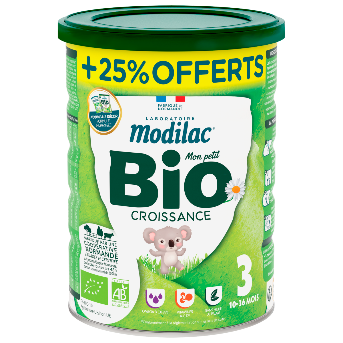 MODILAC BIO 3 CROISSANCE LAIT EN POUDRE 10 36 MOIS 800GR 25 OFFERTS