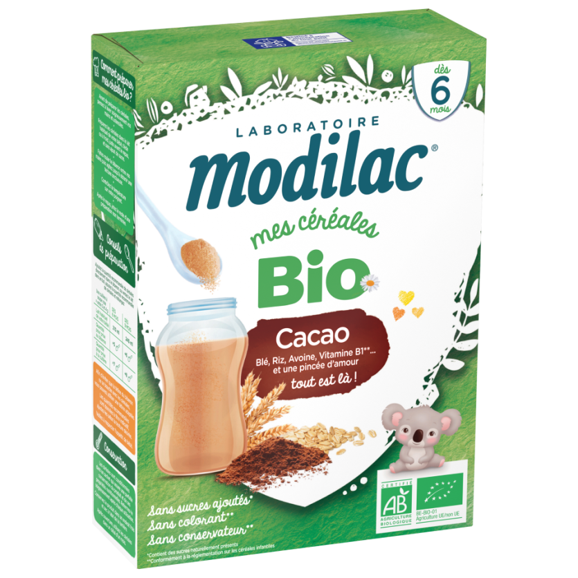 MODILAC MES CEREALES BIO CACAO DES 6 MOIS250G