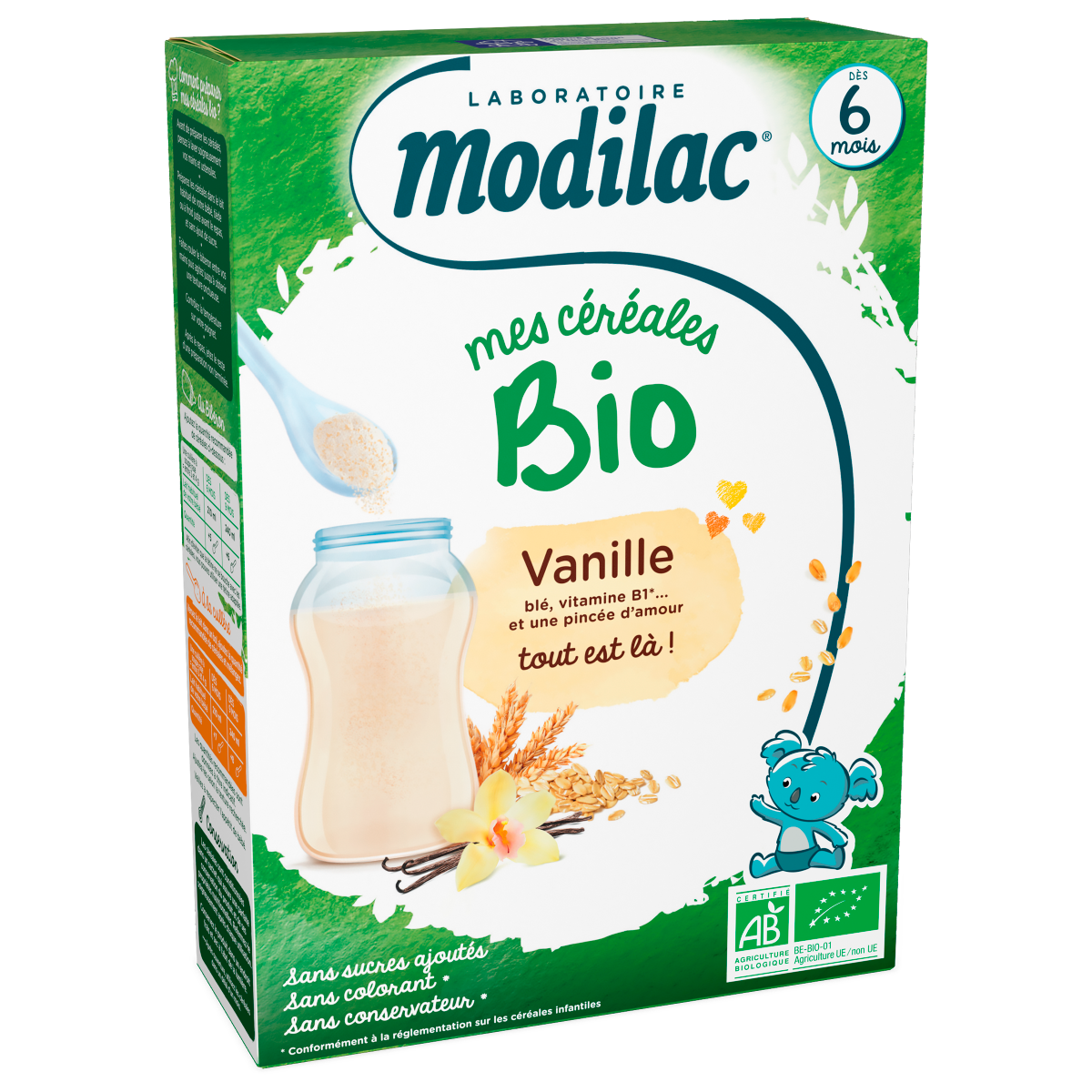 MODILAC MES CEREALES BIO VANILLE DES 6 MOIS250G