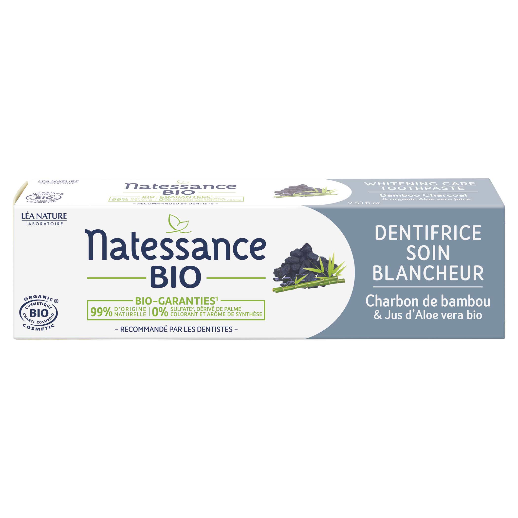 NATESSANCE DENTIFRICE SOIN BLANCHEUR CHARBON BIO 75ML