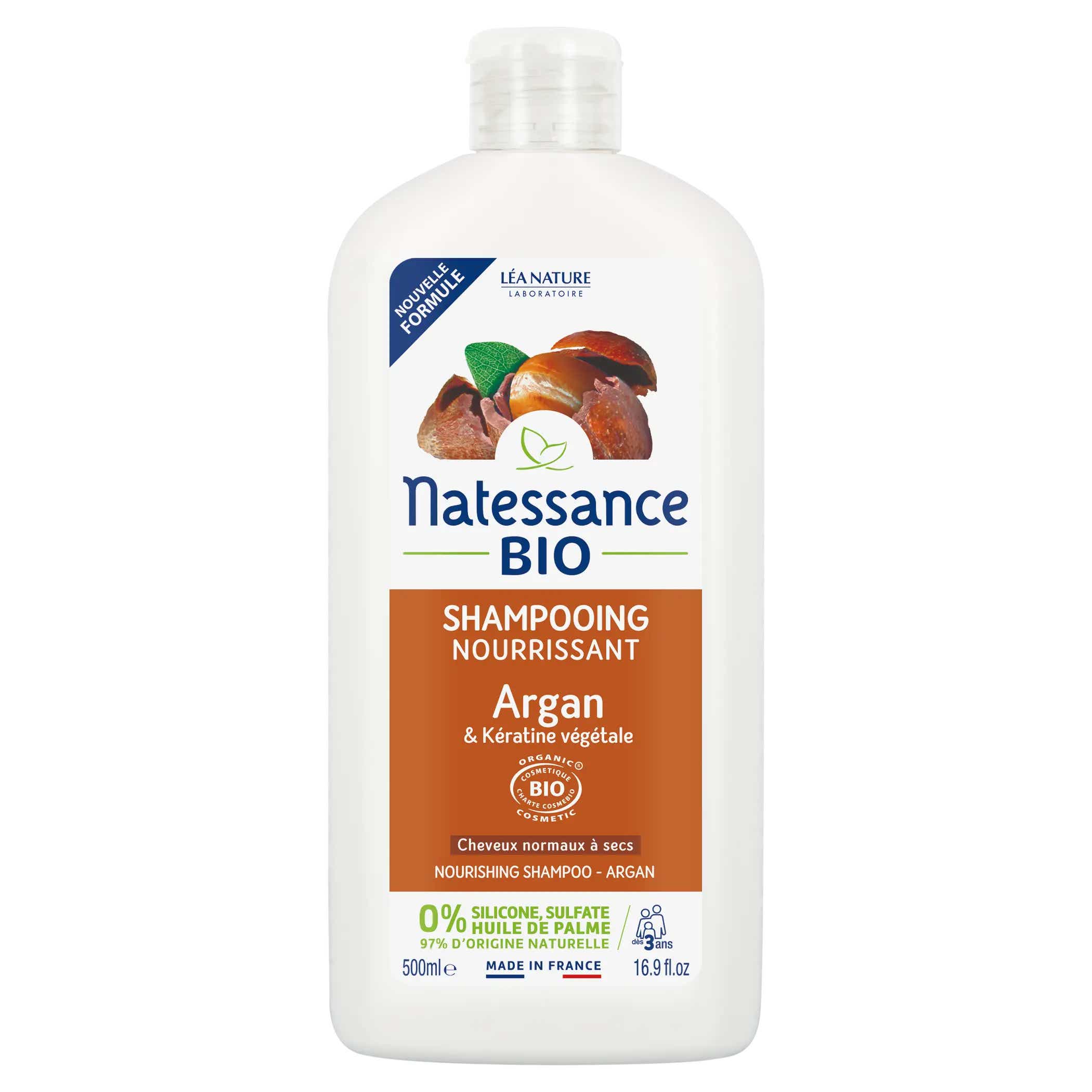 NATESSANCE SHAMPOING NOURRISSANT ARGAN BIO ET KERATINE VEGETALE 500ML