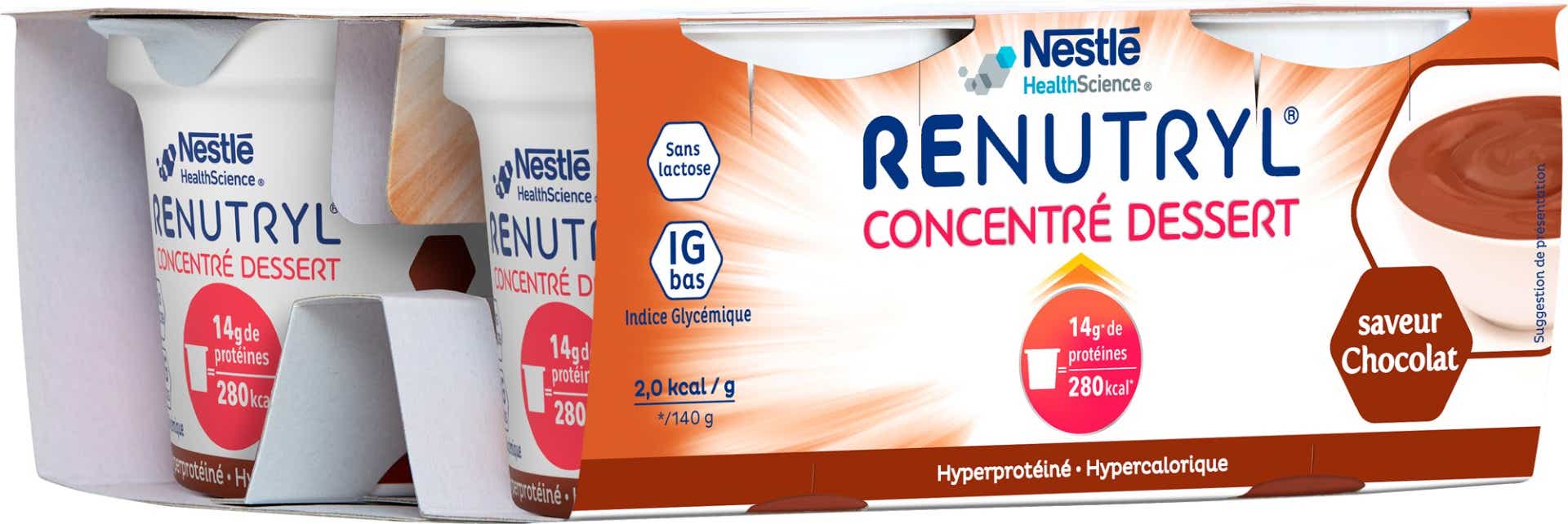 NESTLE HEALTH SCIENCE RENUTRYL CONCENTRE DESSERT SAVEUR CHOCOLAT 4X140G
