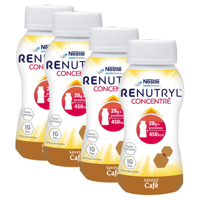NESTLE HEALTH SCIENCE RENUTRYL CONCENTRE SAVEUR CAFE 4 BOUTEILLES DE 100ML