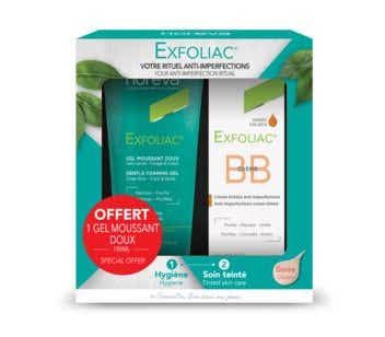 NOREVA EXFOLIAC COFFRET BB CREME DOREE 30ML GEL MOUSSANT DOUX 100ML