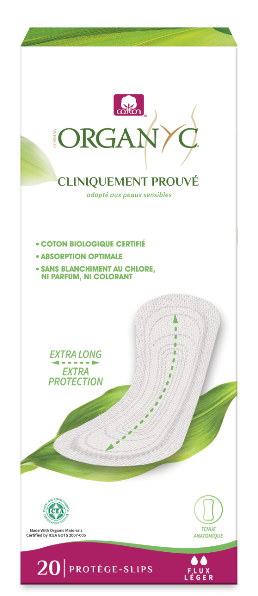 ORGANYC PROTEGE SLIPS EXTRA LONG EN COTON BIO FLUX LEGER 20 PROTEGE SLIPS