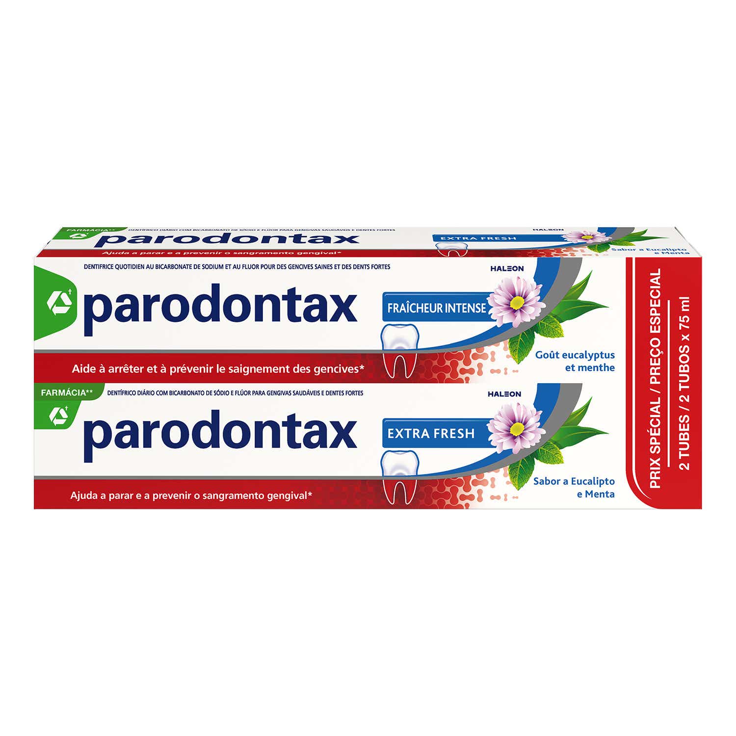 PARODONTAX DENTIFRICE FRAICHEUR INTENSE 2 TUBES DE 75ML