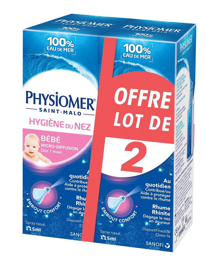 PHYSIOMER HYGIENE DU NEZ BEBE MICRO DIFFUSION 2X115ML