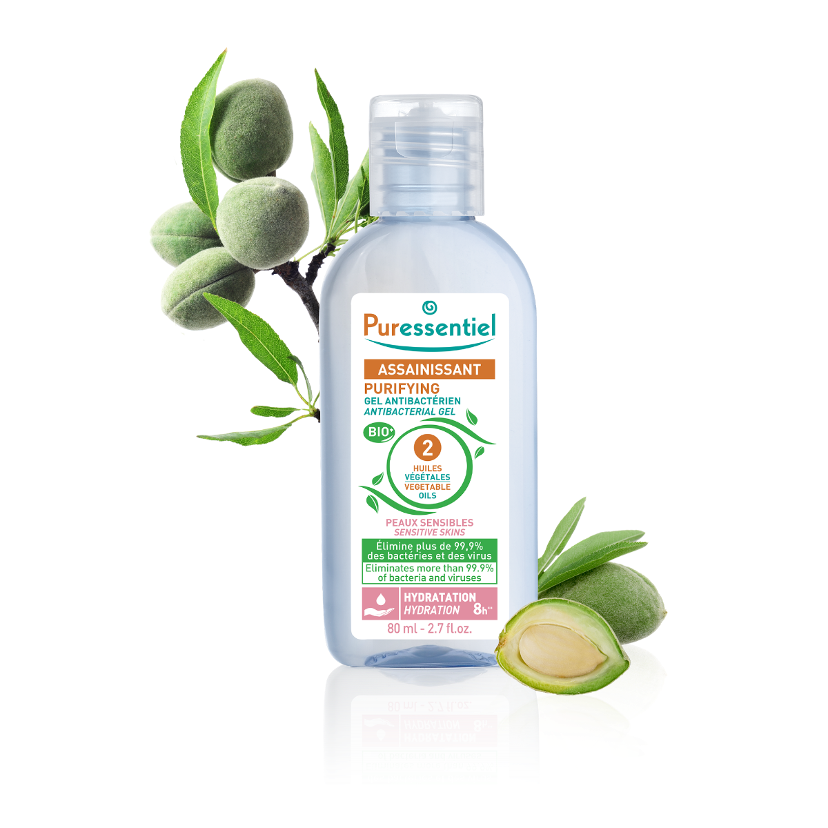 PURESSENTIEL ASSAINISSANT GEL ANTIBACTERIEN BIO AUX DEUX HUILES VEGETALES 80ML