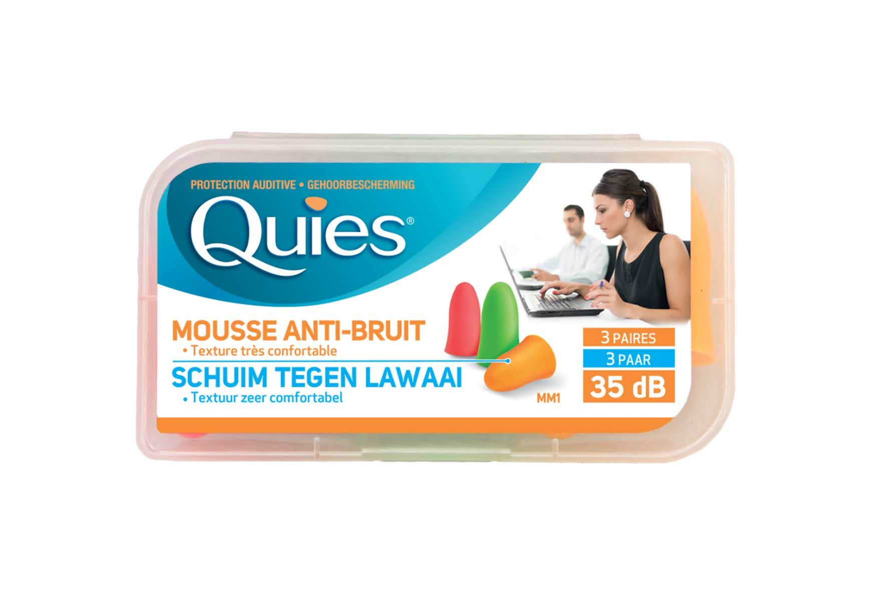 QUIES PROTECTION AUDITIVE MOUSSE FLUO 3 PAIRES
