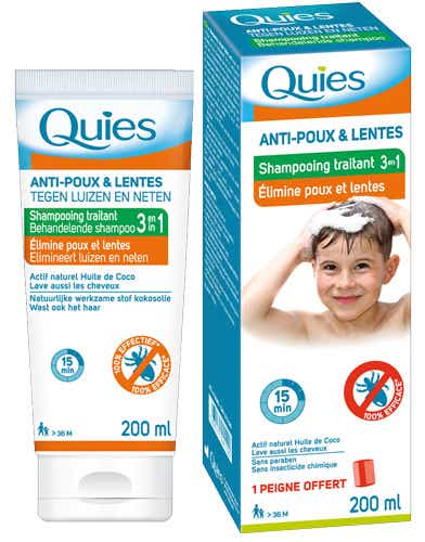QUIES SHAMPOOING TRAITANT 3 EN 1 ANTI POUX ET LENTES 200 ML