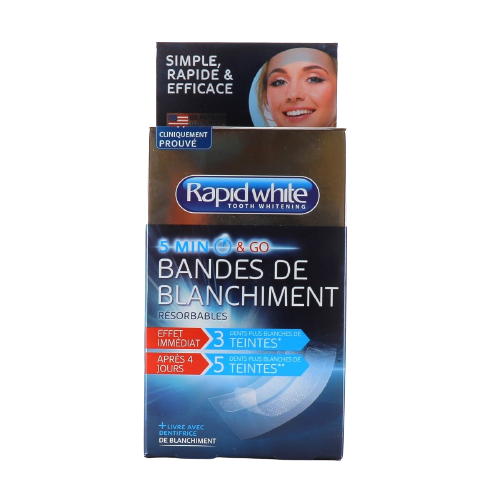RAPID WHITE BANDES DE BLANCHIMENT EXPRESS 14 SACHETS DE 2 BANDES 1 ACCELERATEUR