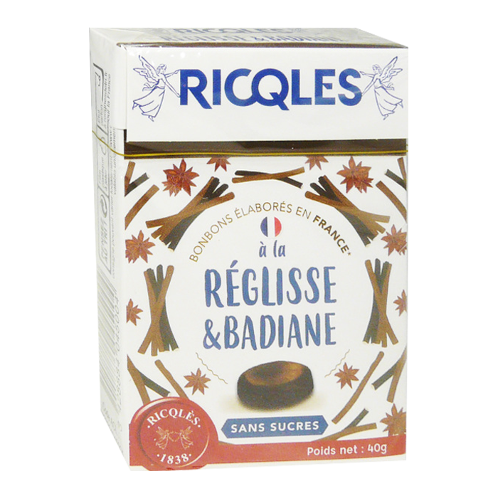 RICQLES BONBONS SANS SUCRES A LA REGLISSE BADIANE 40G