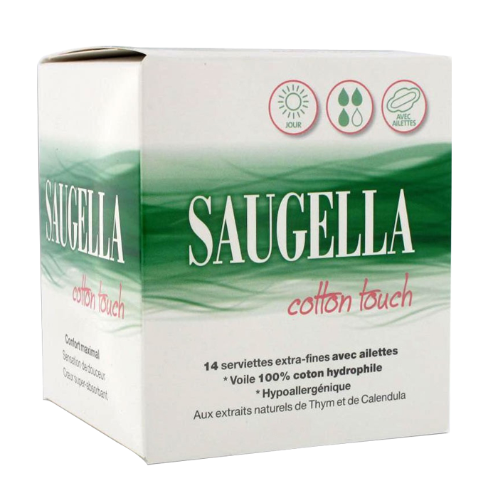 SAUGELLA COTTON TOUCH SERVIETTES EXTRA FINES JOUR 14 UNITES