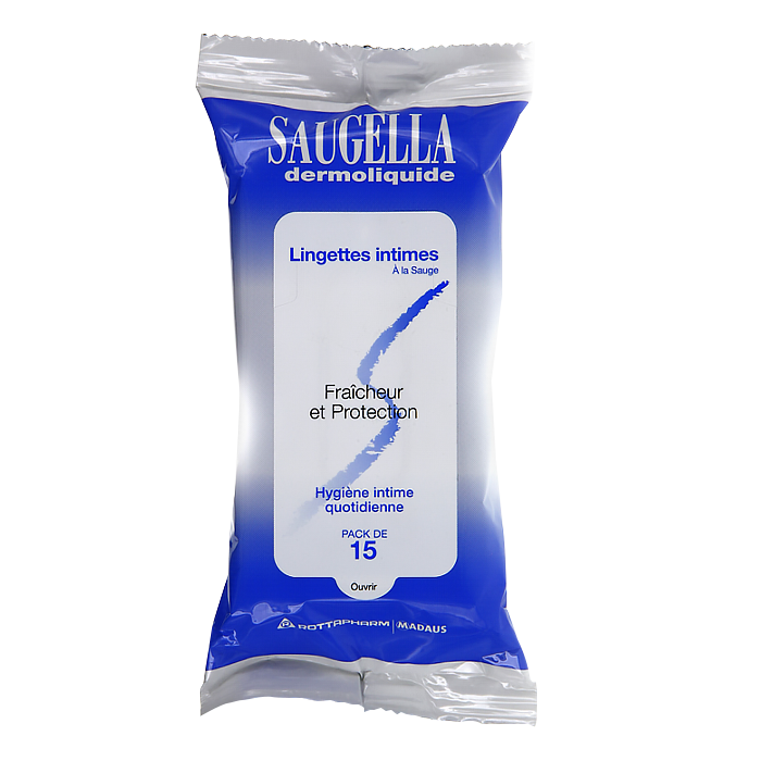 SAUGELLA DERMOLIQUIDE HYGIENE INTIME 15 LINGETTES