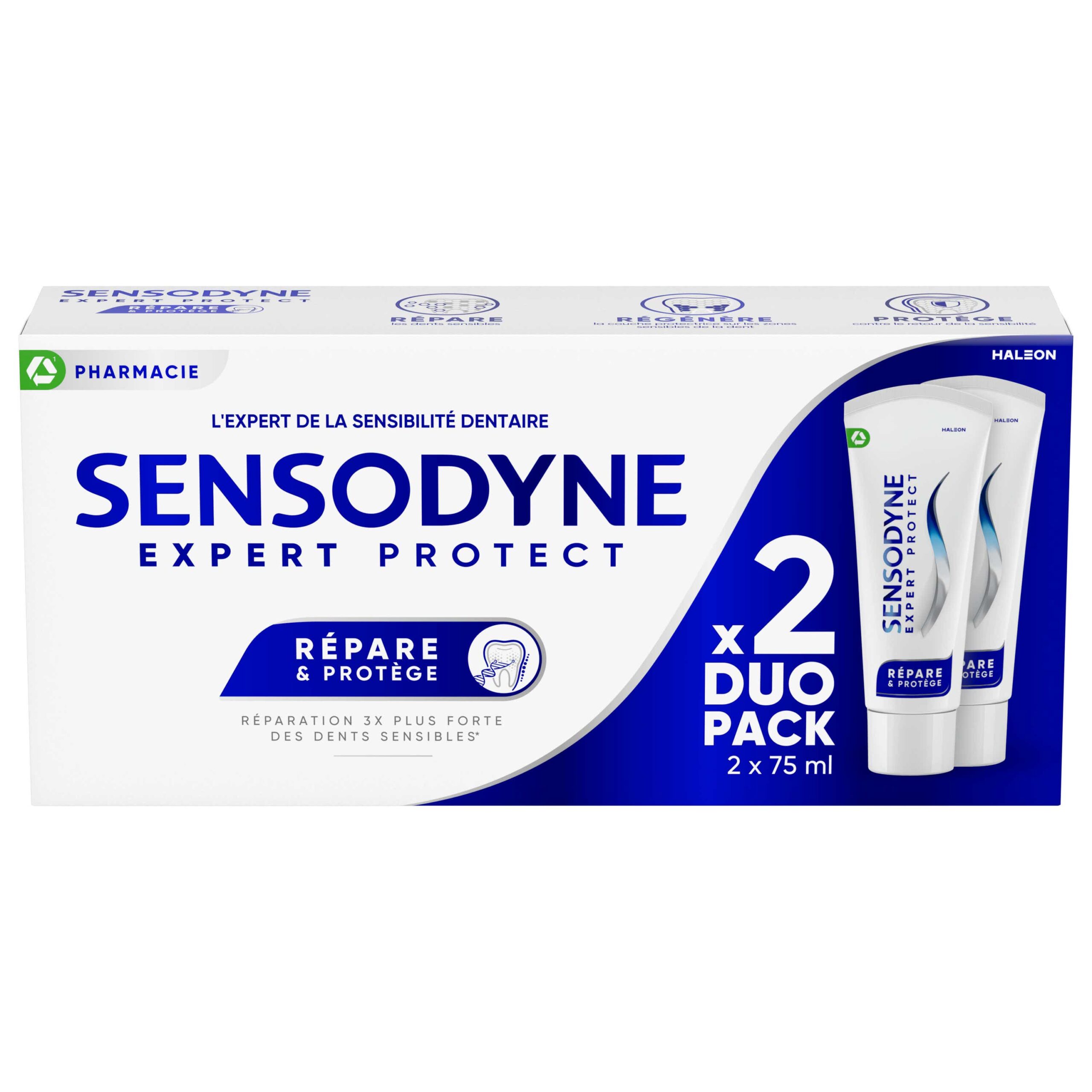 SENSODYNE DENTIFRICE REPARE ET PROTEGE MENTHE FRAICHE 2 TUBES DE 75ML