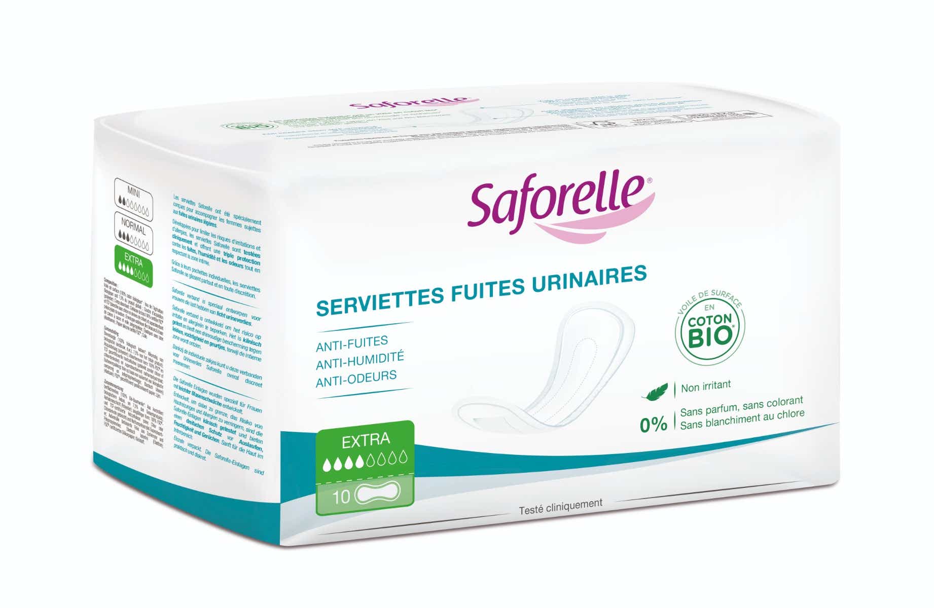 SERVIETTES FUITES URINAIRES EXTRA 10 SERVIETTES