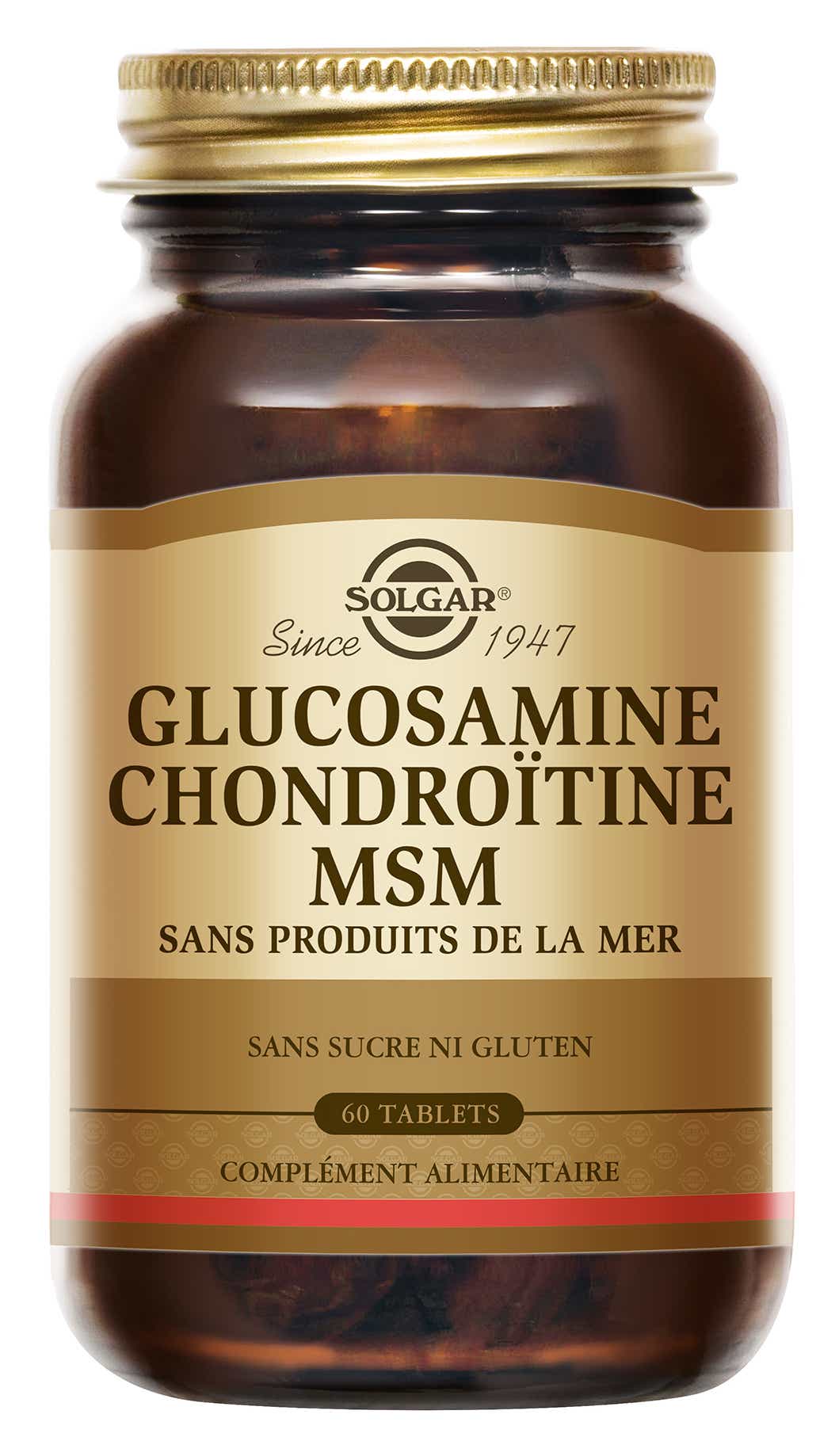 SOLGAR GLUCOSAMINE CHONDROITINE MSM 60 COMPRIMES