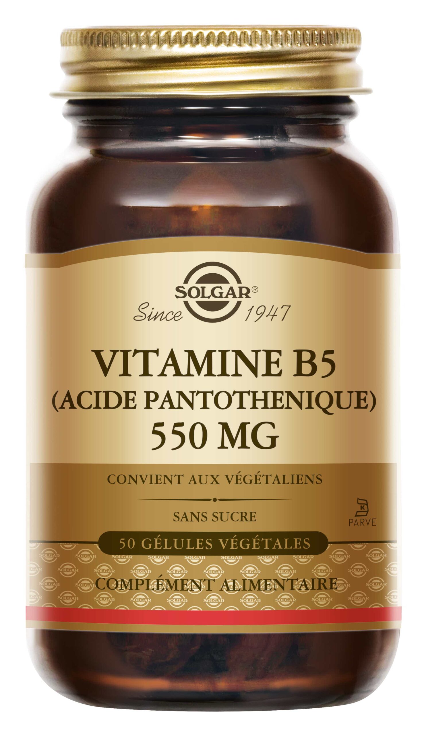 SOLGAR VITAMINE B5 PANTOTHENIQUE 550MG 50 GELULES VEGETALES