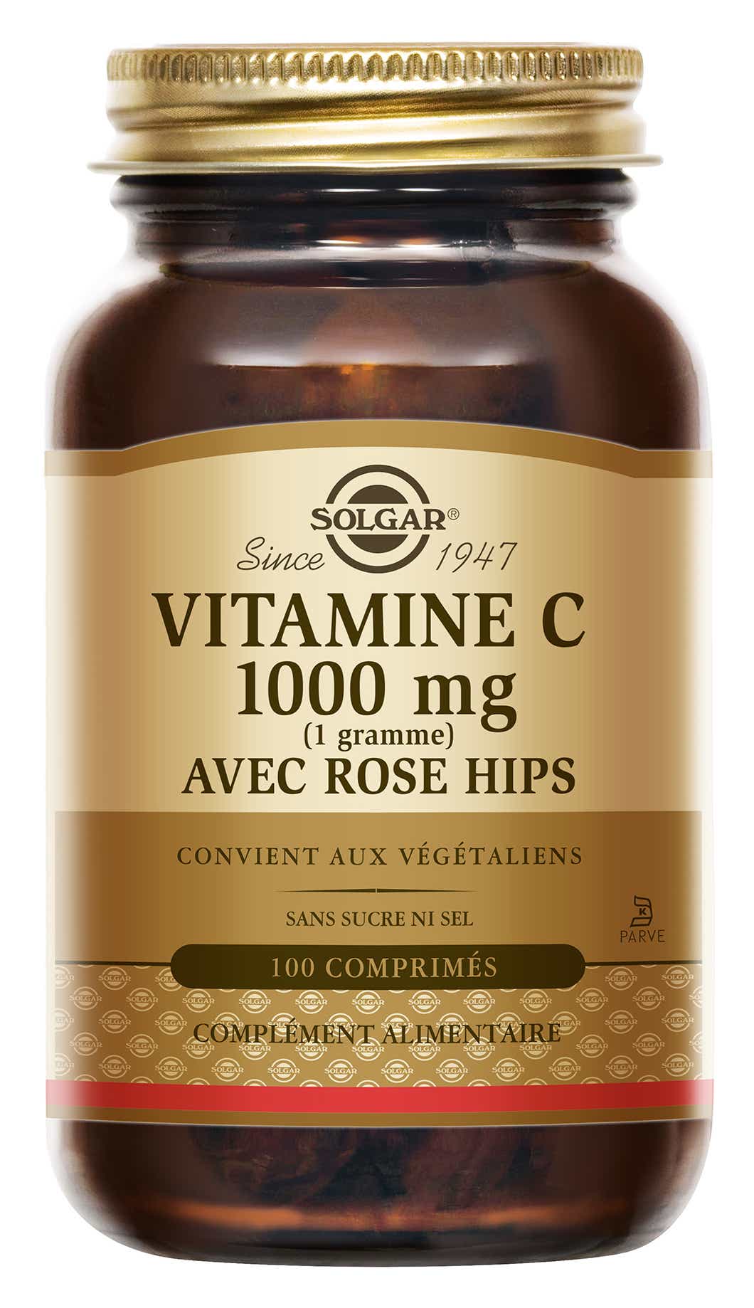 SOLGAR VITAMINE C 1000 AVEC ROSE HIPS 100 COMPRIMES