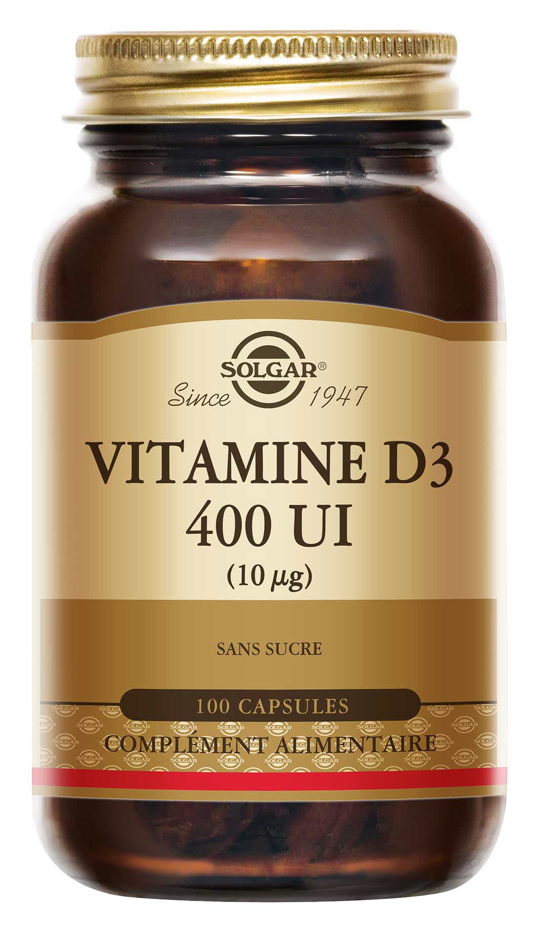 SOLGAR VITAMINE D3 400 UI 10 MICROGRAMMES 100 SOFTGELS GELULES SOUPLES