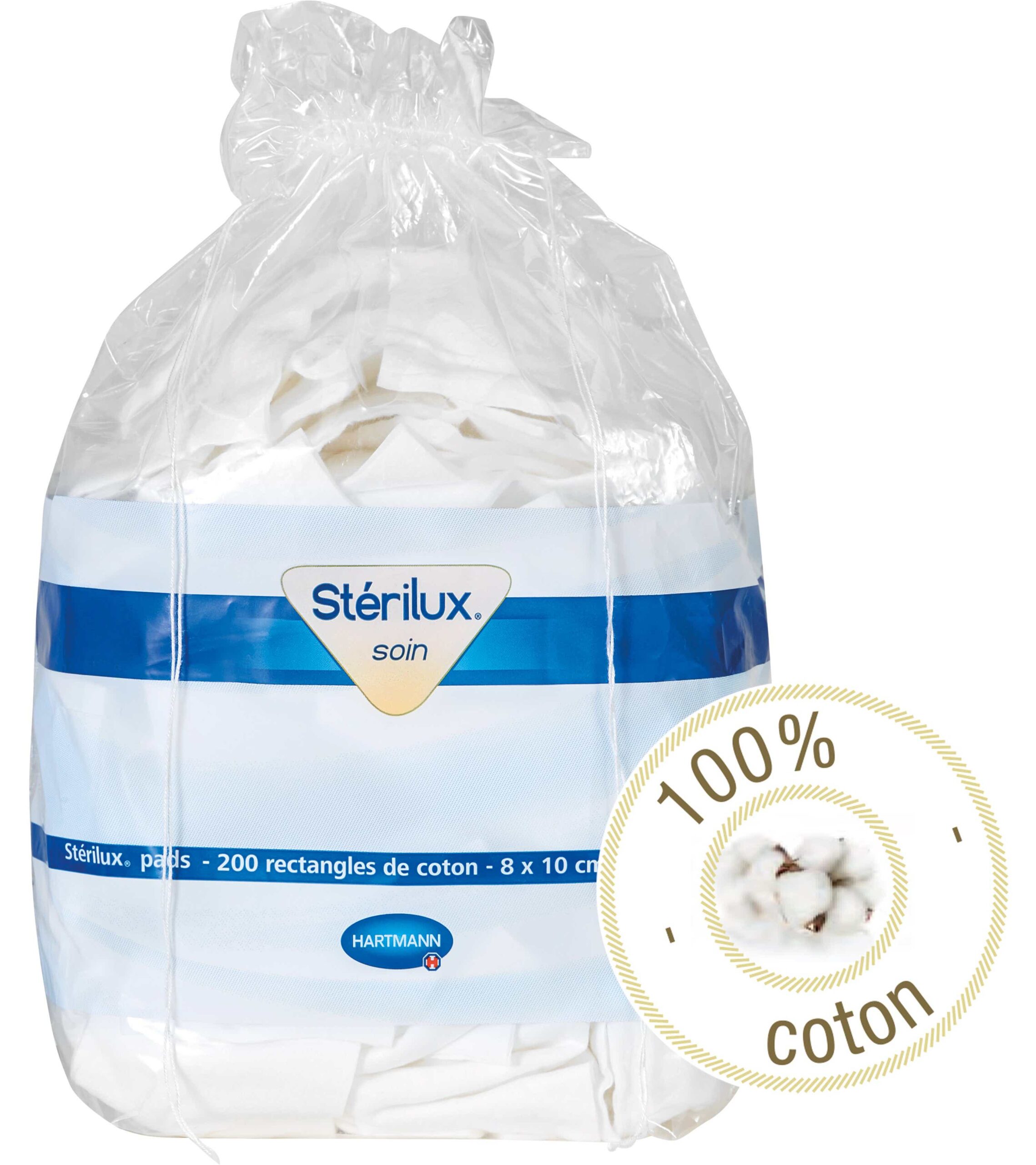 STERILUX RECTANGLES DE COTON 8X10CM 200 RECTANGLES DE COTON