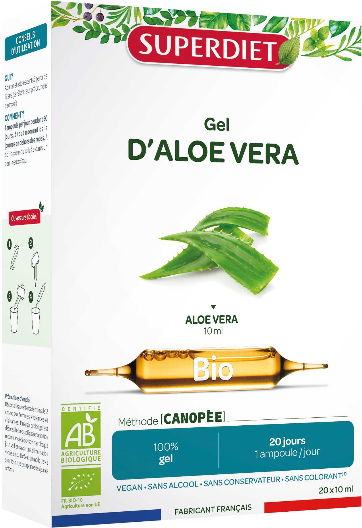 SUPERDIET ALOE VERA BIO 20 AMPOULES DE 15 ML