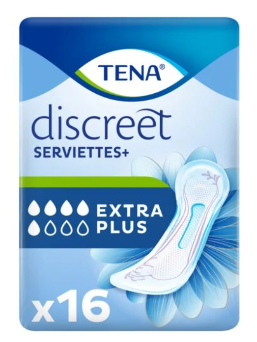 TENA DISCREET SERVIETTES FUITES URINAIRES EXTRA PLUS 16 UNITES