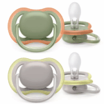 ULTRA AIR SUCETTES ORTHODONTIQUES COULEURS MIXTES VERT ET GRIS DE 6 A 18 MOIS 2 SUCETTES