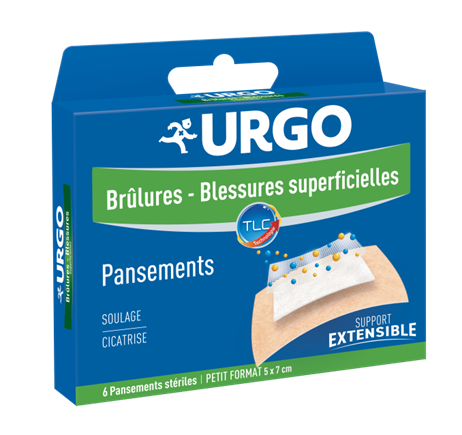 URGO BRULURES BLESSURES SUPERFICIELLES PANSEMENTS STERILES PETIT FORMAT 6 UNITES