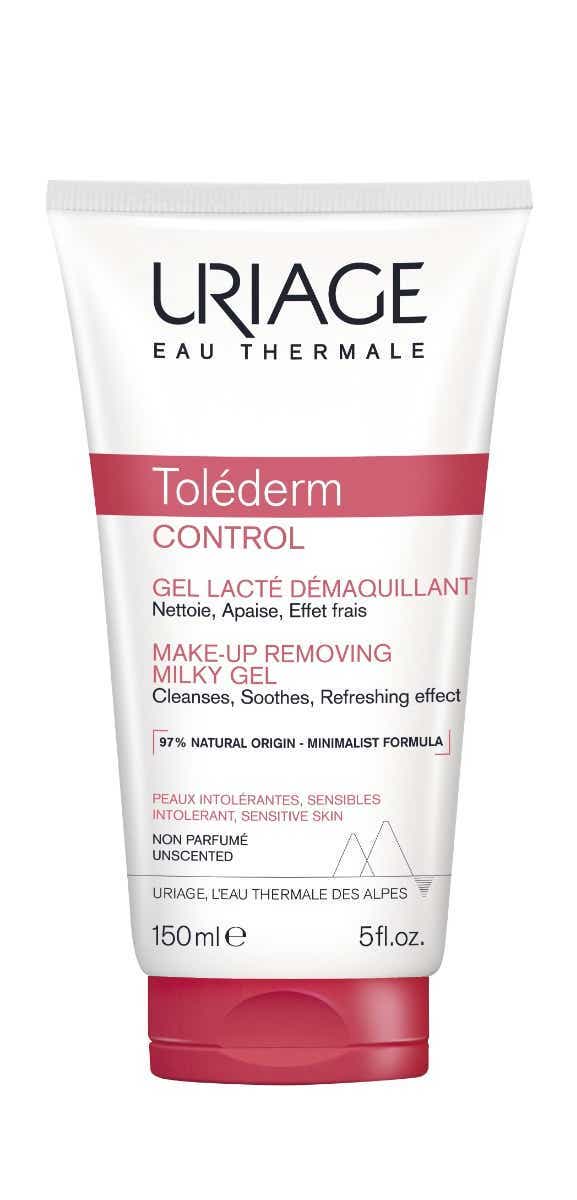 URIAGE TOLEDERM CONTROL GEL LACTE DEMAQUILLANT VISAGE ET YEUX PEAUX SENSIBLES 150ML