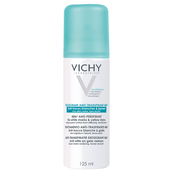 VICHY DEODORANT ANTI TRANSPIRANT 48 H ANTI TRACES BLANCHES ET JAUNES 125ML