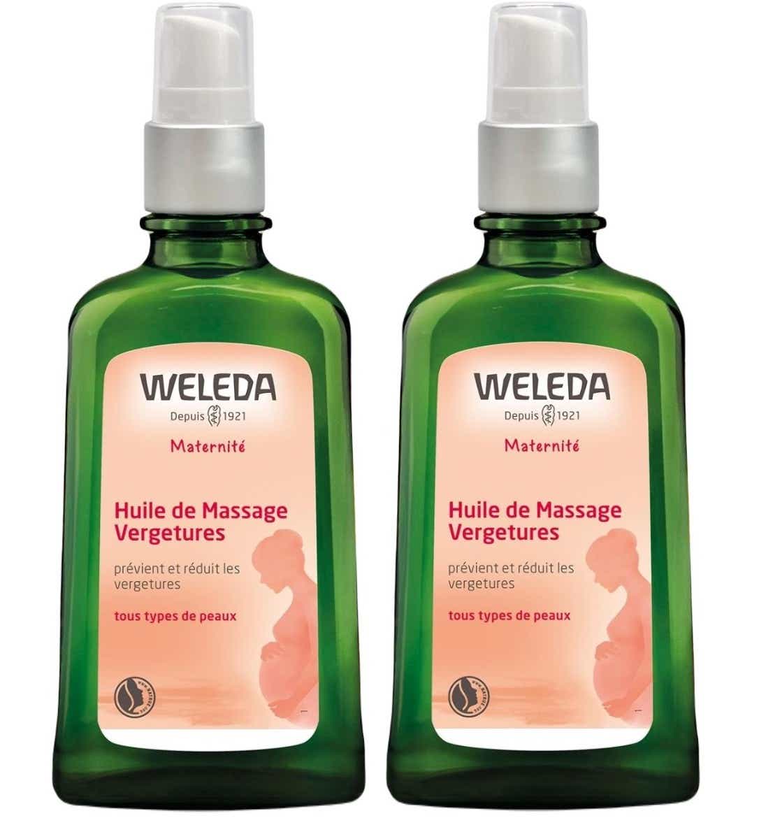 WELEDA HUILE DE MASSAGE VERGETURES 2X100ML