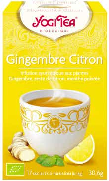 YOGI TEA GINGEMBRE CITRON INFUSION AYURVEDIQUE AUX PLANTES 17 SACHETS
