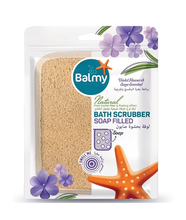 Épurateur de bain rempli de savon parfumé à la fleur de violette et à la sauge 