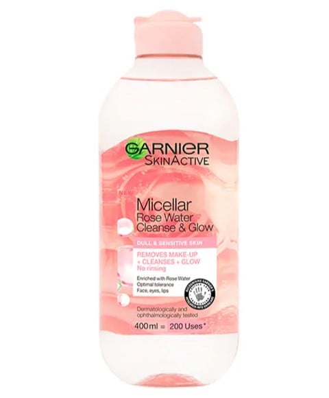 EAU DE ROSE MICELLAIRE NETTOYANTE ET ÉCLATANTE POUR LA PEAU