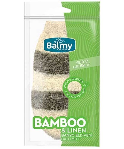 GANT DE BAIN EN BAMBOU ET LIN NATUREL BALMY
