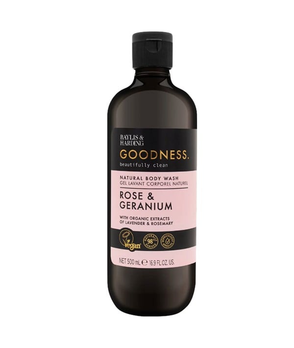 GODNESS ROSE ET GERANIUM NATURAL CORPS WASH 