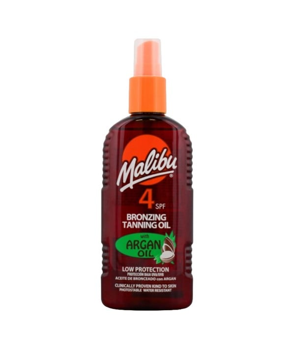 HUILE DE BRONZAGE BRONZANTE MALIBU À L'HUILE D'ARGAN SPF4 