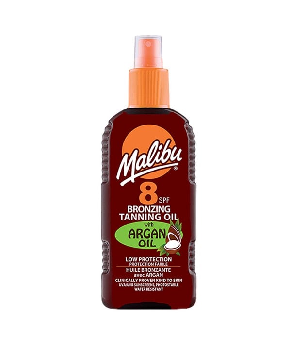 HUILE DE BRONZAGE BRONZANTE MALIBU À L'HUILE D'ARGAN SPF8 