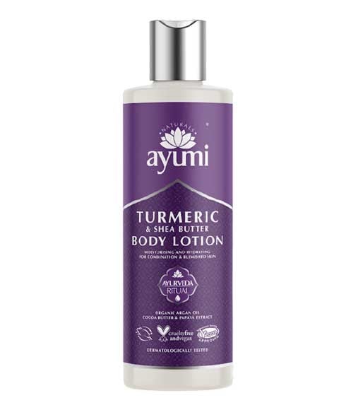 LOTION POUR LE CORPS AU CURCUMA ET AU BEURRE DE KARITÉ AYUMI NATURALS 