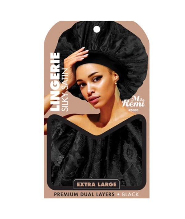 MS REMI LINGERIE SILKY SATIN BONNET EXTRA LARGE NOIR 3680