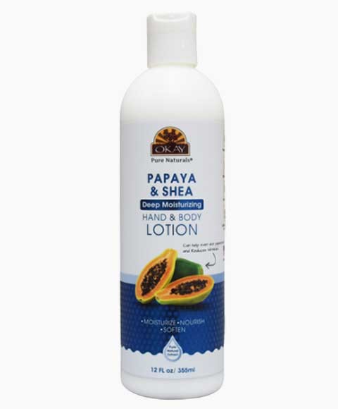 OKAY PAPAYA SHEA LOTION HYDRATANTE PROFONDE POUR LES MAINS ET LE CORPS 