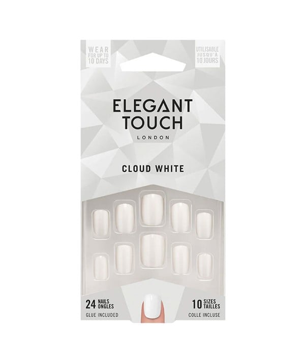 ONGLES BLANCS ELEGANT TOUCH CLOUD AVEC COLLE 