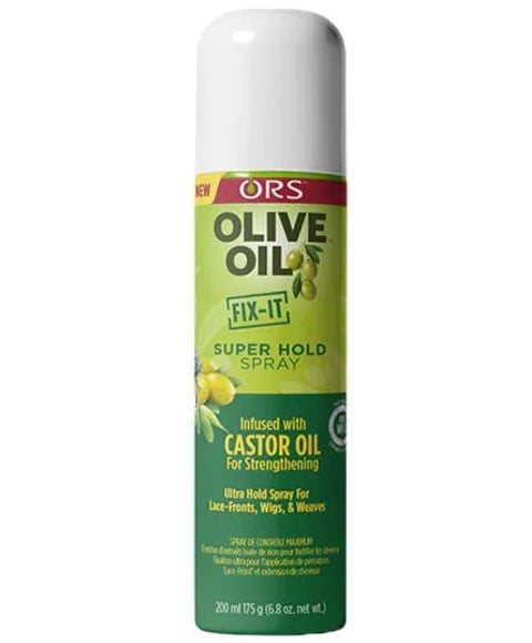 ORS OLIVE OIL SUPER HOLD SPRAY INFUSÉ AVEC DE L'HUILE DE RICIN
