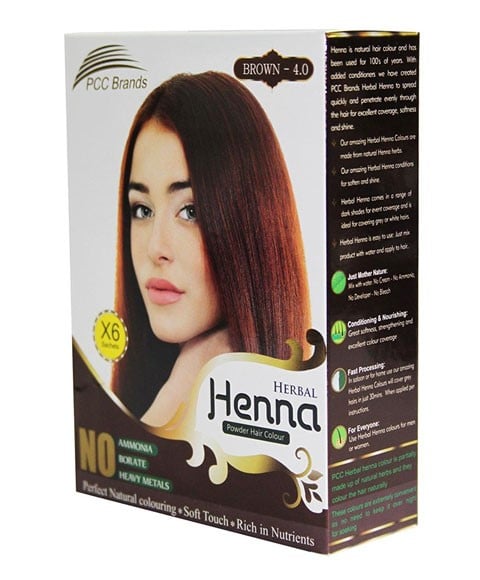 PCC BRANDS COULEUR DE CHEVEUX EN POUDRE DE HENNA À PLANTES BRUN 